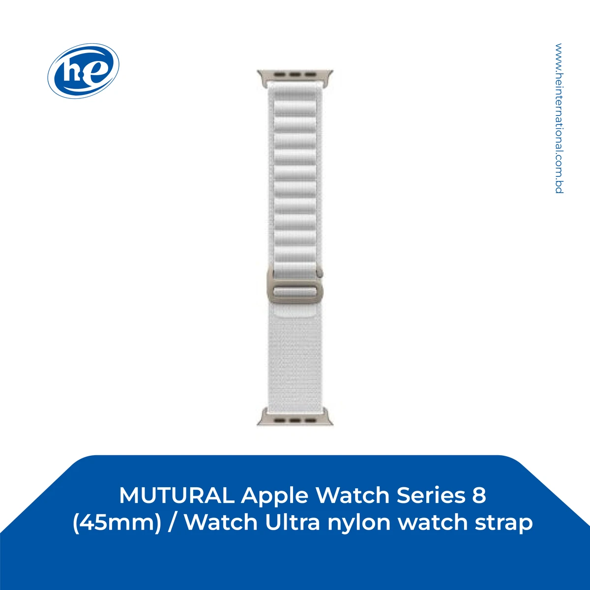 MUTURAL Apple Watch Series 8 (45mm) / Watch Ultra nylon watch strap - White