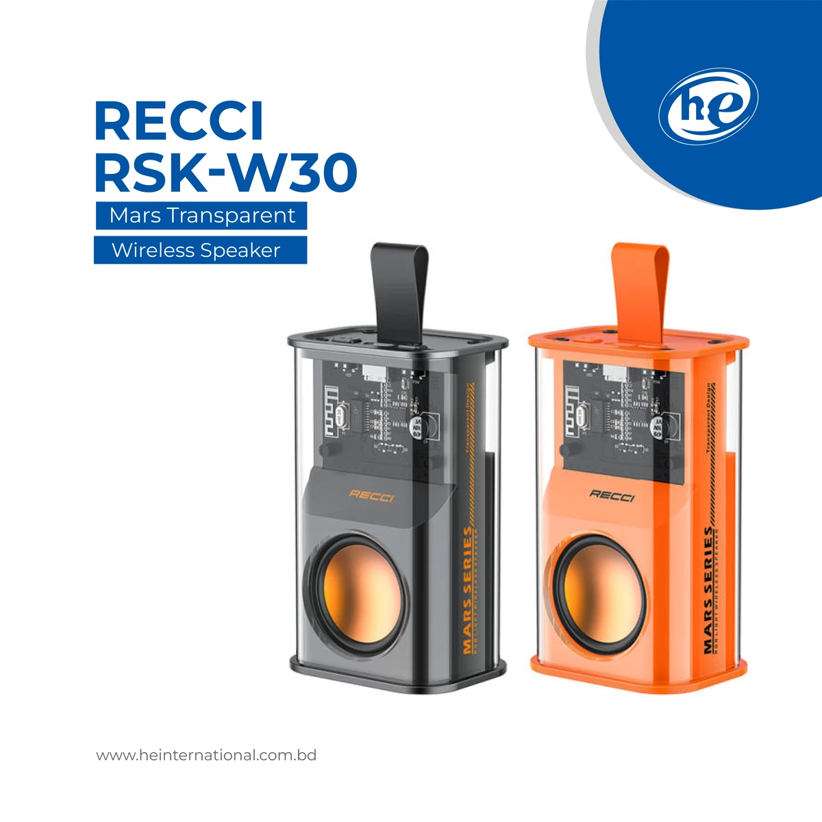 Brand: Recci  Model: RSK-W30  Color: Black, Orange  Transmission distance: 10m  Usage time: About 3 hours  Wireless version: 5.3  Battery capacity: 500mAh  Horn: 40mm  Charging time: About 2 hours  Weight: 192g  Size: 132*160*51mm.