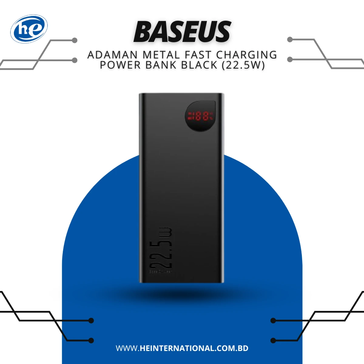 Baseus PPADM20S 20000mah Adaman Metal Fast Charging Power Bank Black (22.5W)