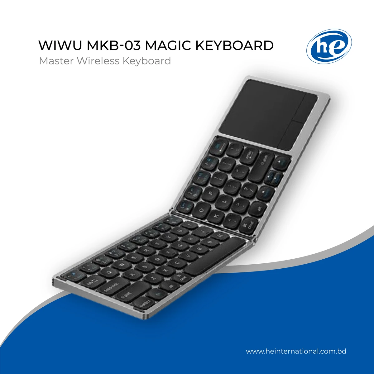 WIWU FMK-04 Foldable 81 Keys Bluetooth Black Keyboard with Touchpad