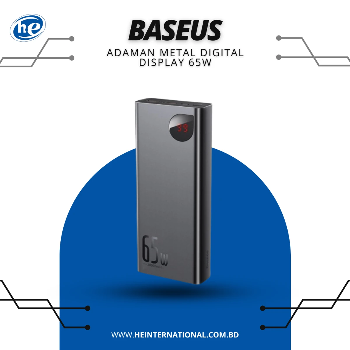 Baseus Adaman Metal Digital display 65W 20000mAh Quick Charge Power Bank