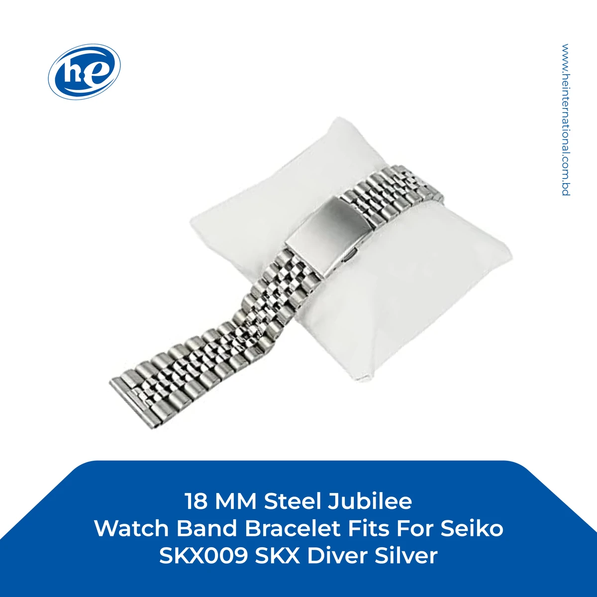 Watch band 18mm stainless steel Jubilee Style partly polished from Eichmueller